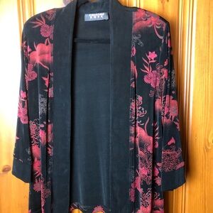 Christina Hope Elegant Black and Red Floral Blazer
